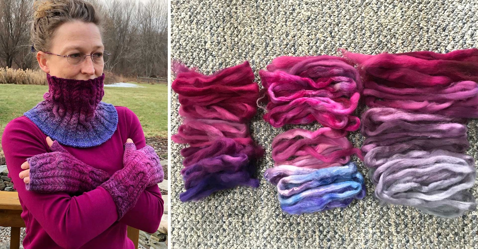 Your Finished Object: Handspun Morning Glory Plummy Cowl and Mitts Primary Image